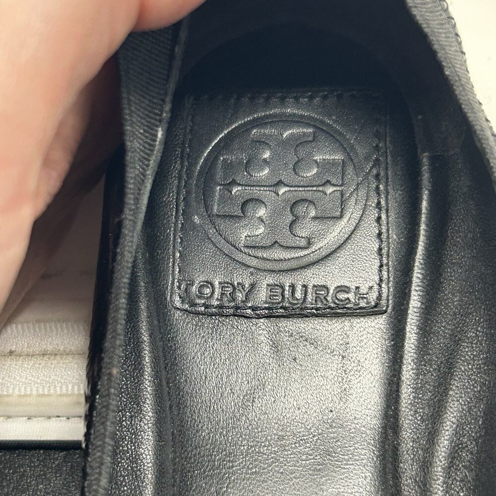 Tory Burch Caroline Black Ballet Flats Size 9.5 Patent Leather Medallion Logo - Picture 9 of 10
